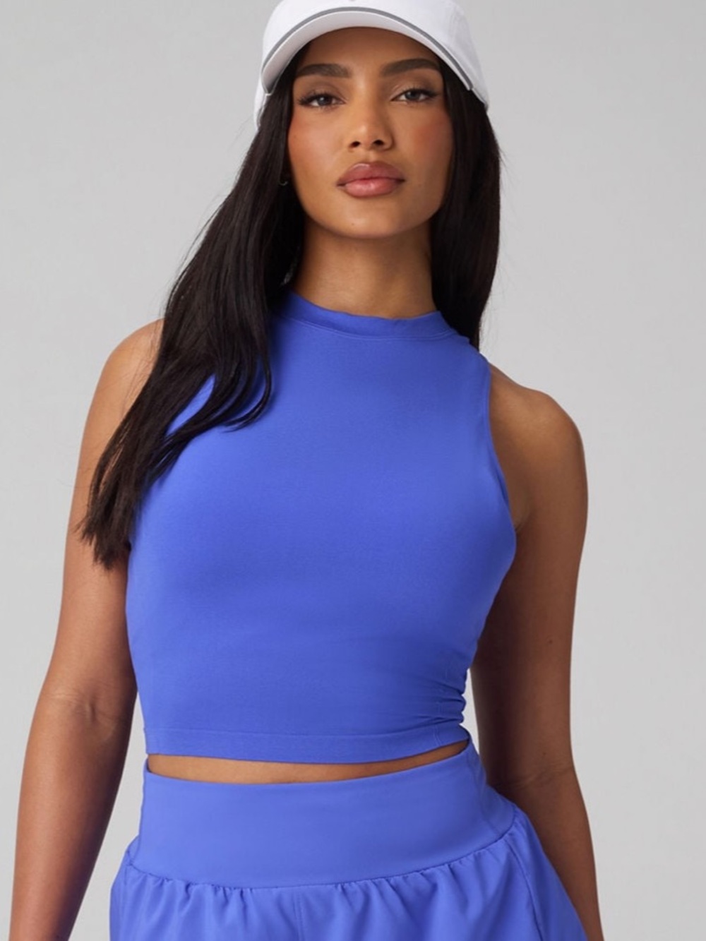 High-Neck Crop Tank Top - Blue
